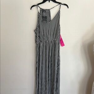 Gray and White Maternity Halter Maxi Sundress